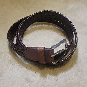DOCKERS — GENUINE LEATHER Braided Belt Dark Brown